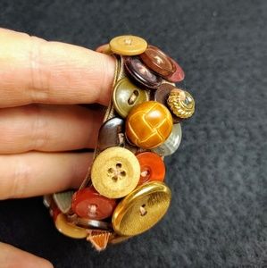 Boho Button Cluster Bracelet in Brown and Amber